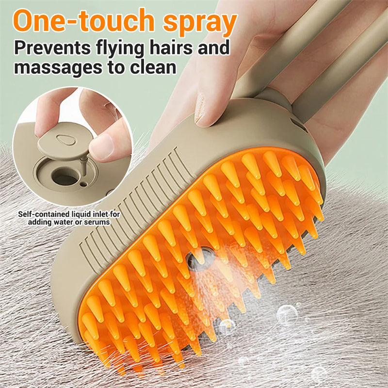 3-in-1 Cat & Dog Hair Removal Electric Grooming Steam Brush