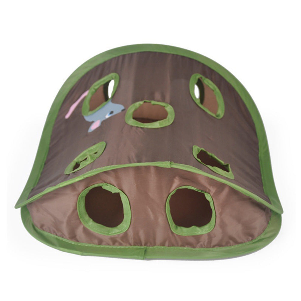 Interactive 9-Hole Cat Tunnel Toy | Foldable Mouse Hunt Game