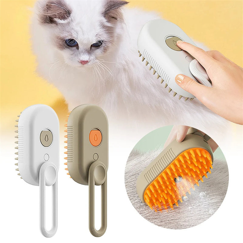 3-in-1 Cat & Dog Hair Removal Electric Grooming Steam Brush