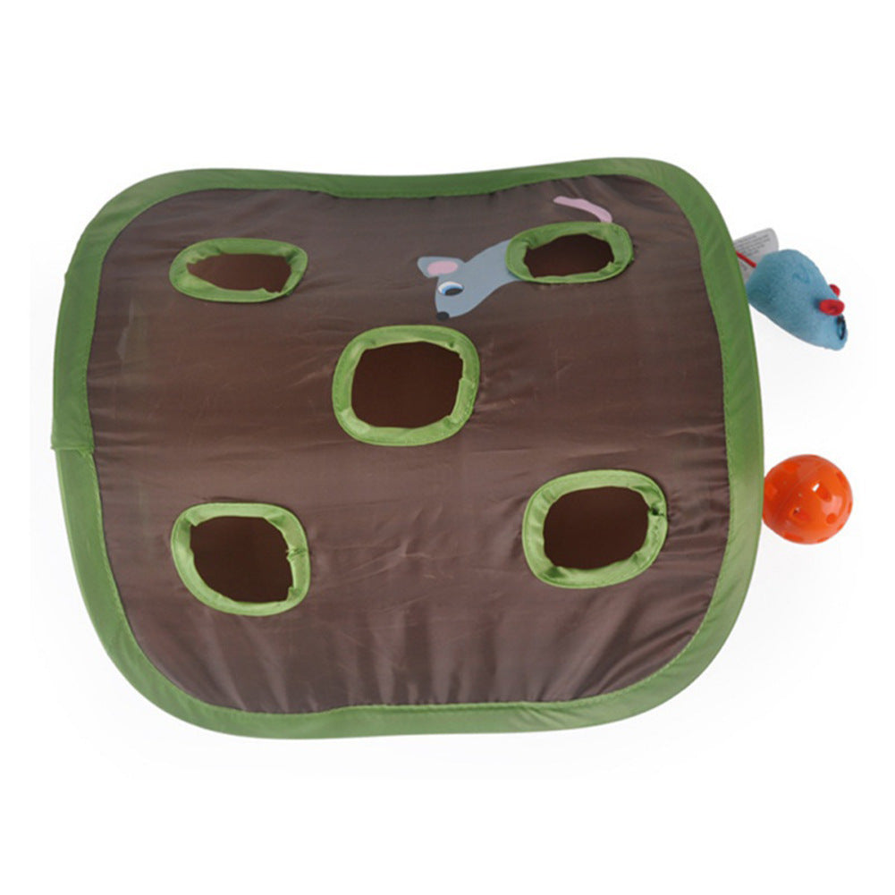 Interactive 9-Hole Cat Tunnel Toy | Foldable Mouse Hunt Game