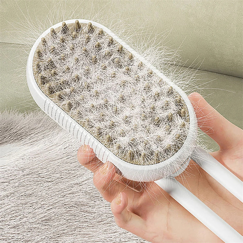 3-in-1 Cat & Dog Hair Removal Electric Grooming Steam Brush
