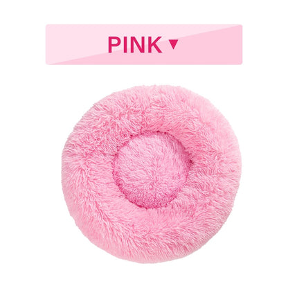 Warm Round Plush Pet Bed | Soft & Washable Fluffy Comfort
