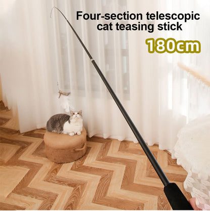 Extendable 180cm Cat-teasing Rod With Replacement Feather Head