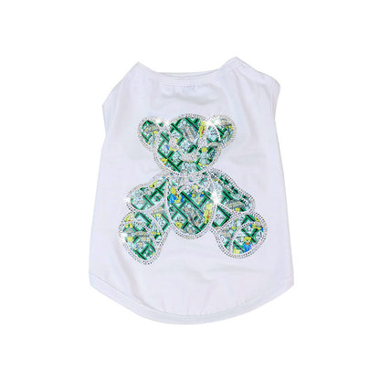 Sleeveless shirt with embossed bear print for pets