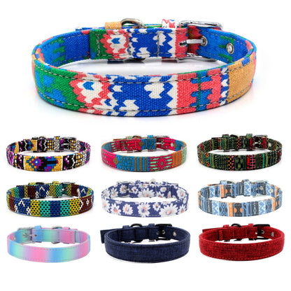 Pet Collar Double Layer Colorful Fabric