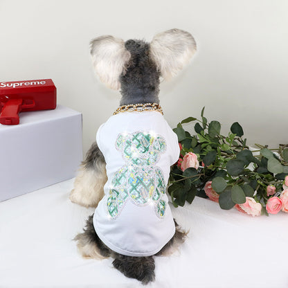 Sleeveless shirt with embossed bear print for pets