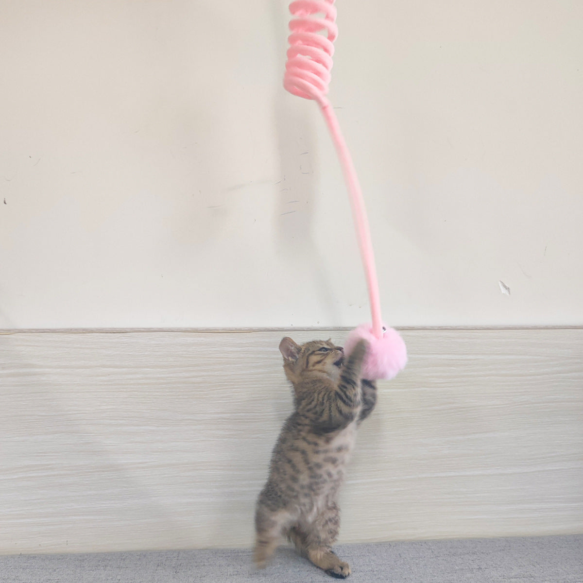 Interactive Cat Toy: Suction Cup Spring with Rabbit Hair Ball