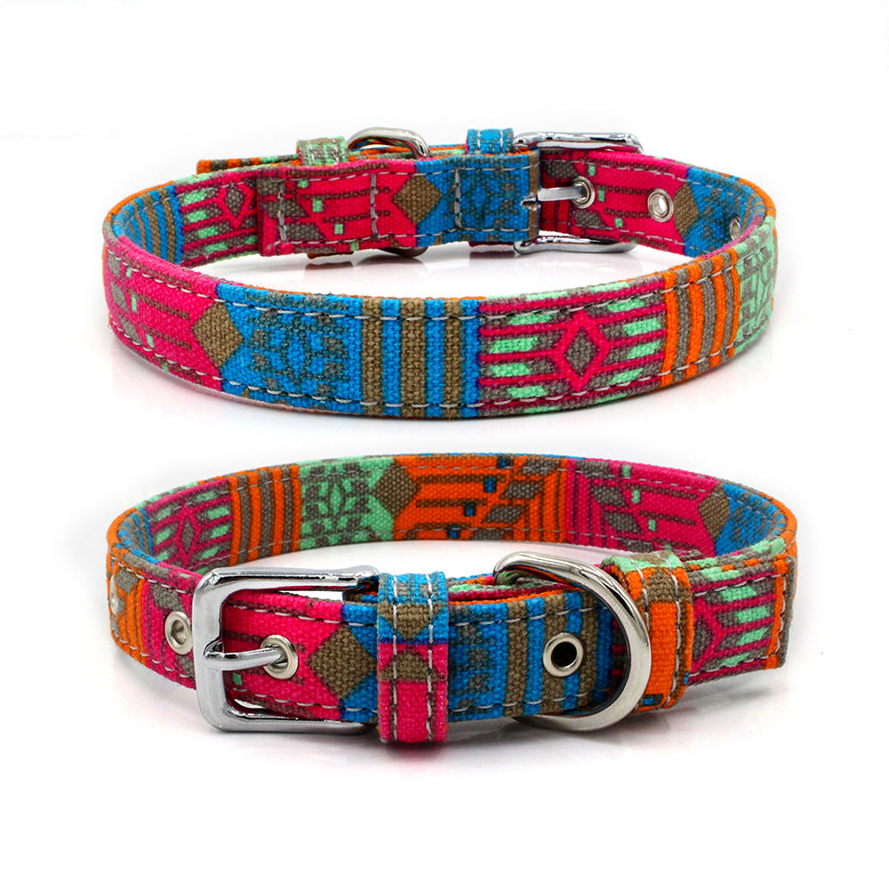 Pet Collar Double Layer Colorful Fabric