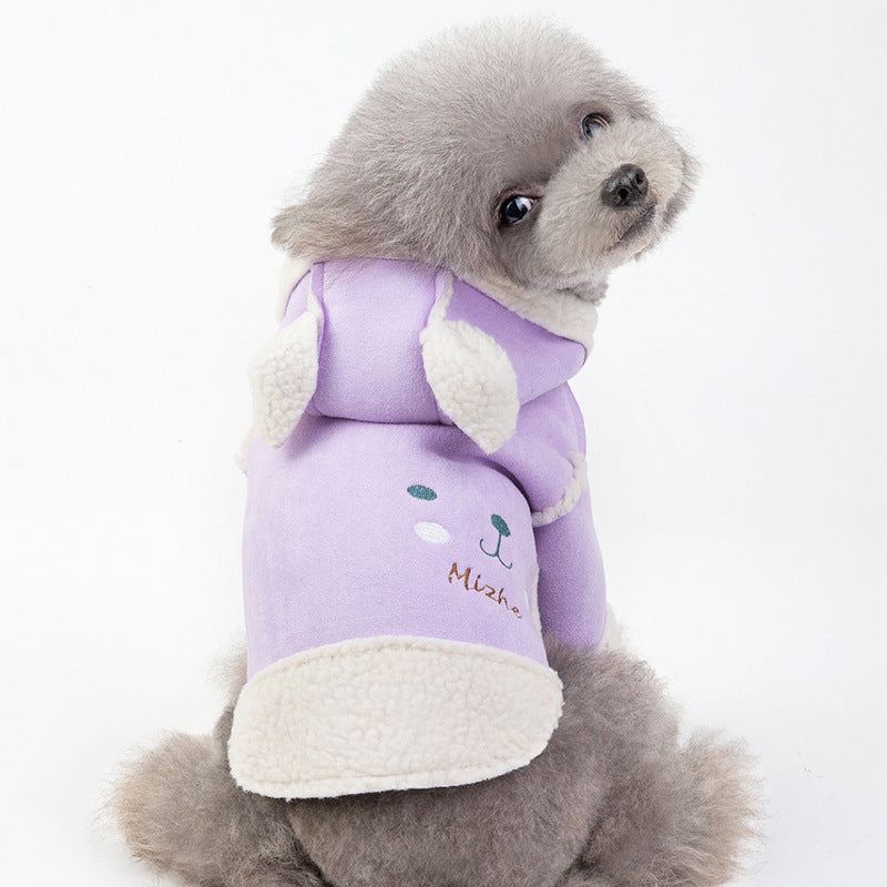 Velvet coat with hood for pets