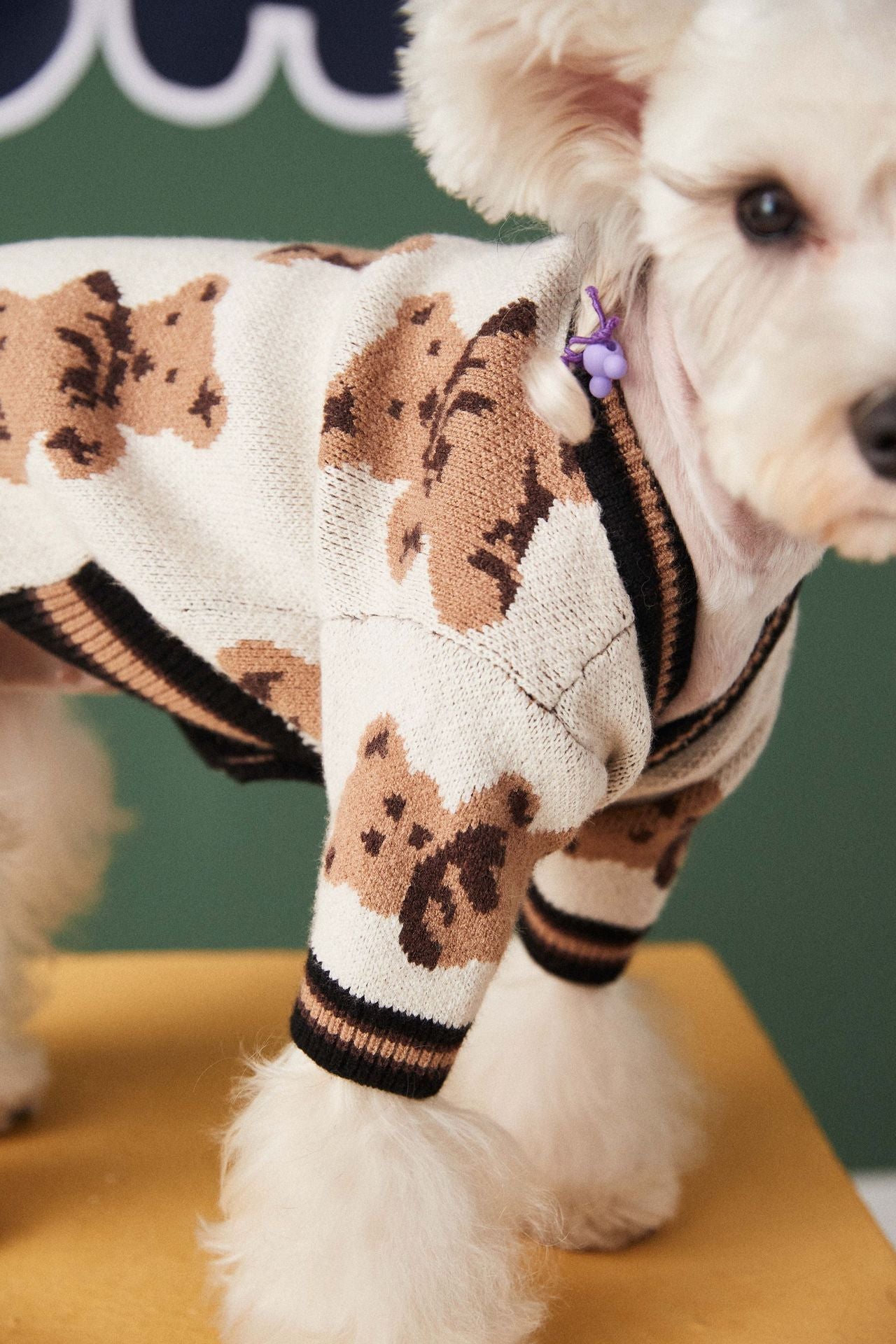 Bear print cardigan