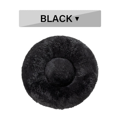 Warm Round Plush Pet Bed | Soft & Washable Fluffy Comfort