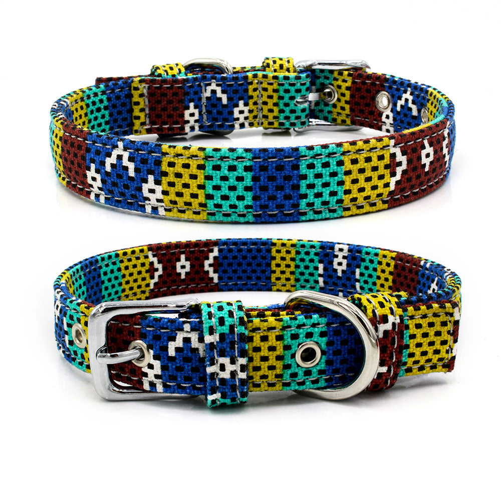 Pet Collar Double Layer Colorful Fabric