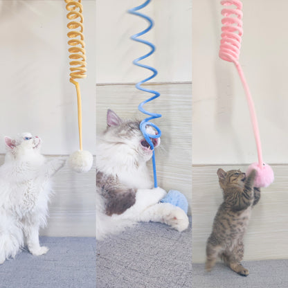 Interactive Cat Toy: Suction Cup Spring with Rabbit Hair Ball