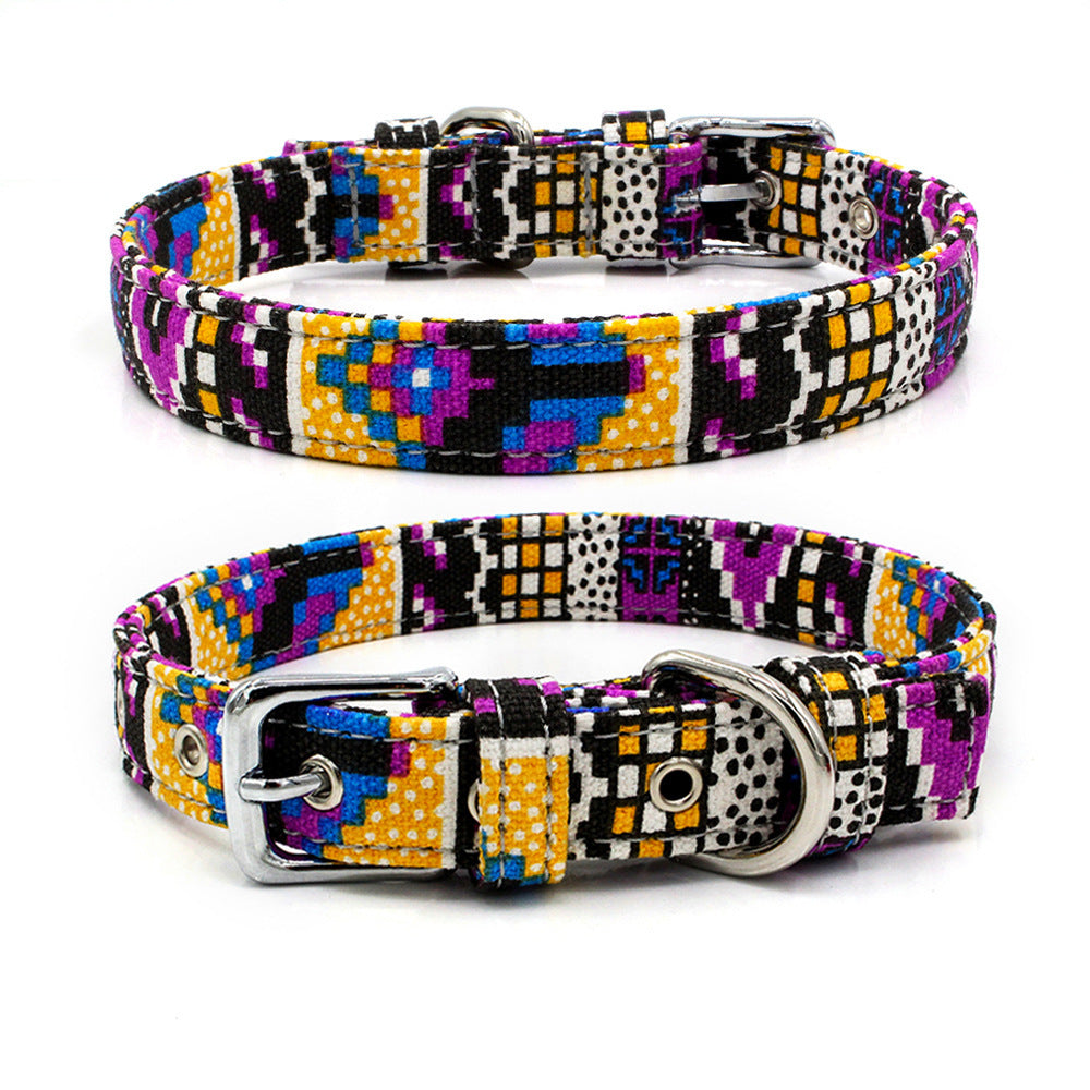 Pet Collar Double Layer Colorful Fabric