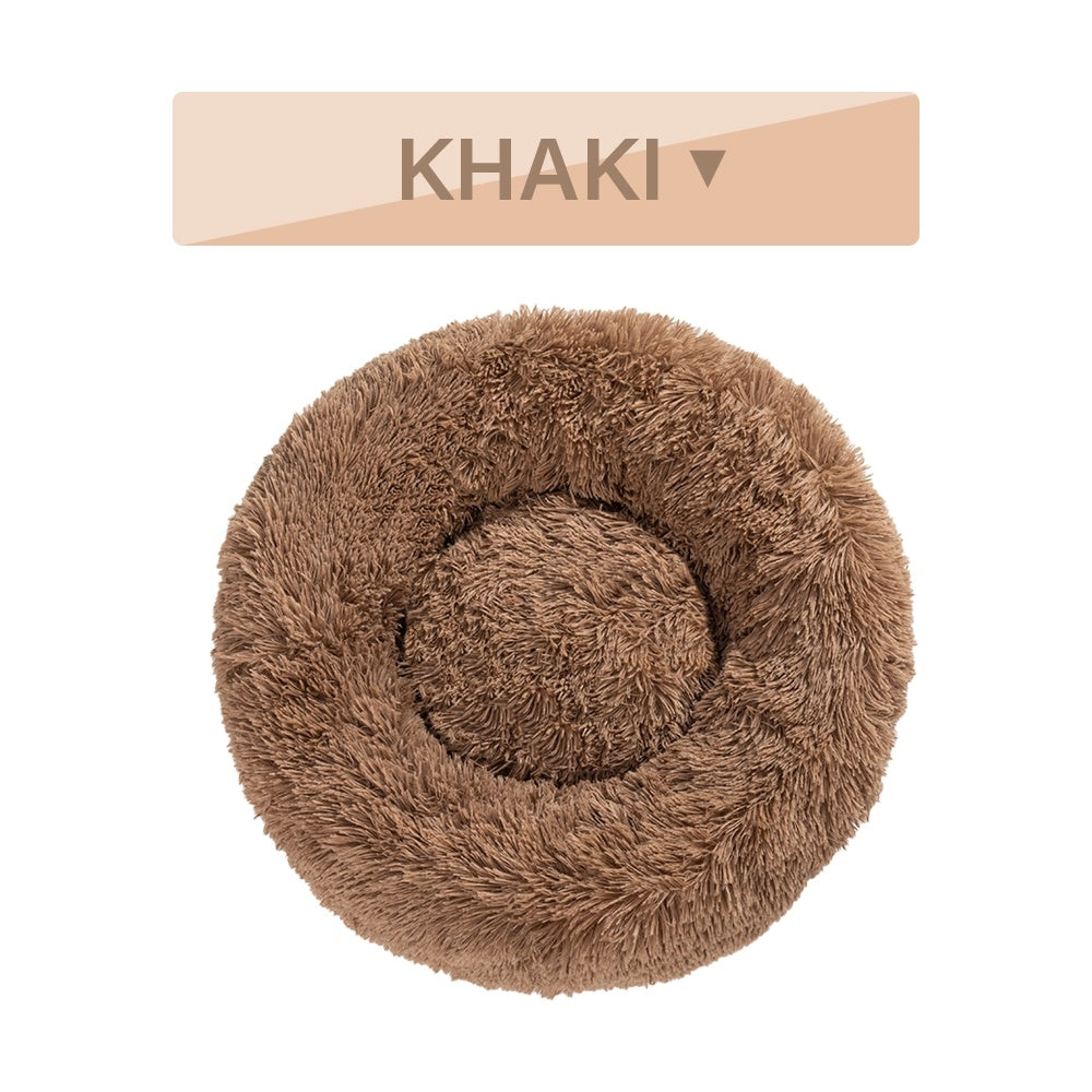Warm Round Plush Pet Bed | Soft & Washable Fluffy Comfort