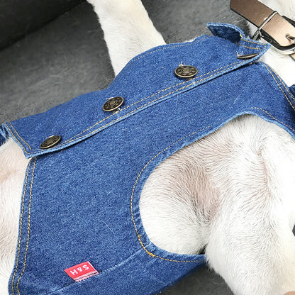 Denim vest small puppies cat pet clothes