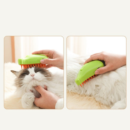 3-in-1 Pet Steam Brush: Groom, Remove Hair & Massage
