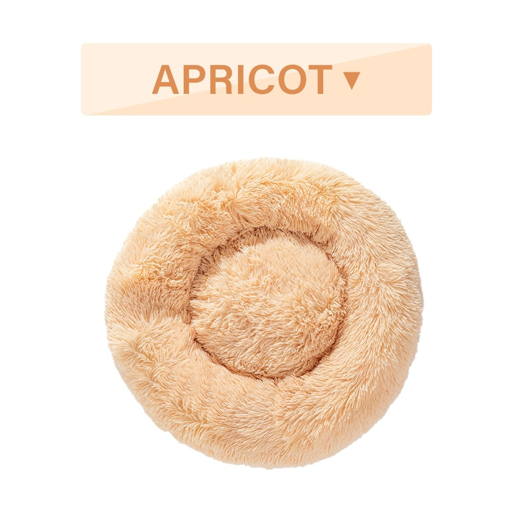 Warm Round Plush Pet Bed | Soft & Washable Fluffy Comfort