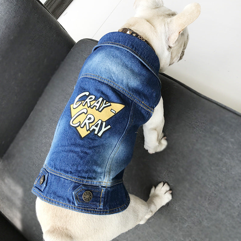 Denim vest small puppies cat pet clothes