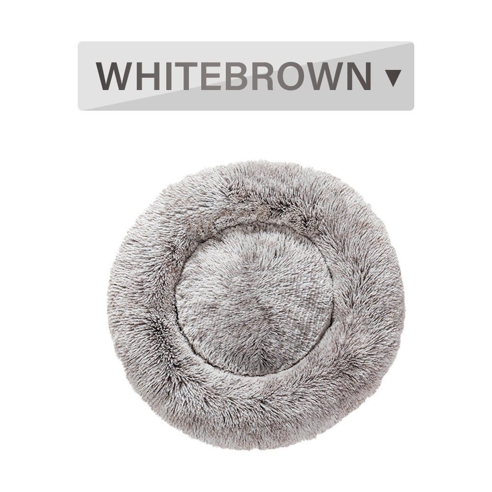 Warm Round Plush Pet Bed | Soft & Washable Fluffy Comfort