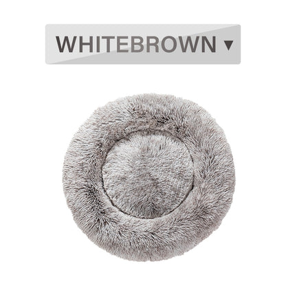 Warm Round Plush Pet Bed | Soft & Washable Fluffy Comfort