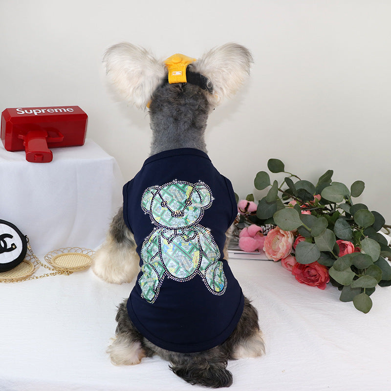 Sleeveless shirt with embossed bear print for pets