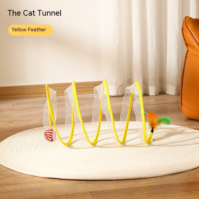 Interactive Cat Tunnel with Mouse Toy - Foldable Design