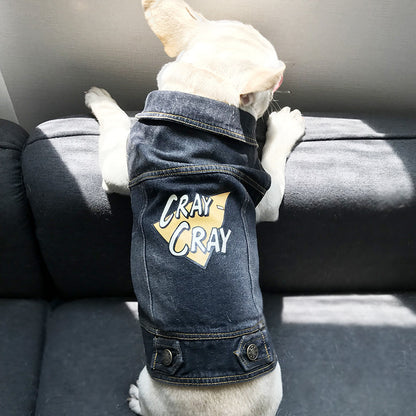 Denim vest small puppies cat pet clothes