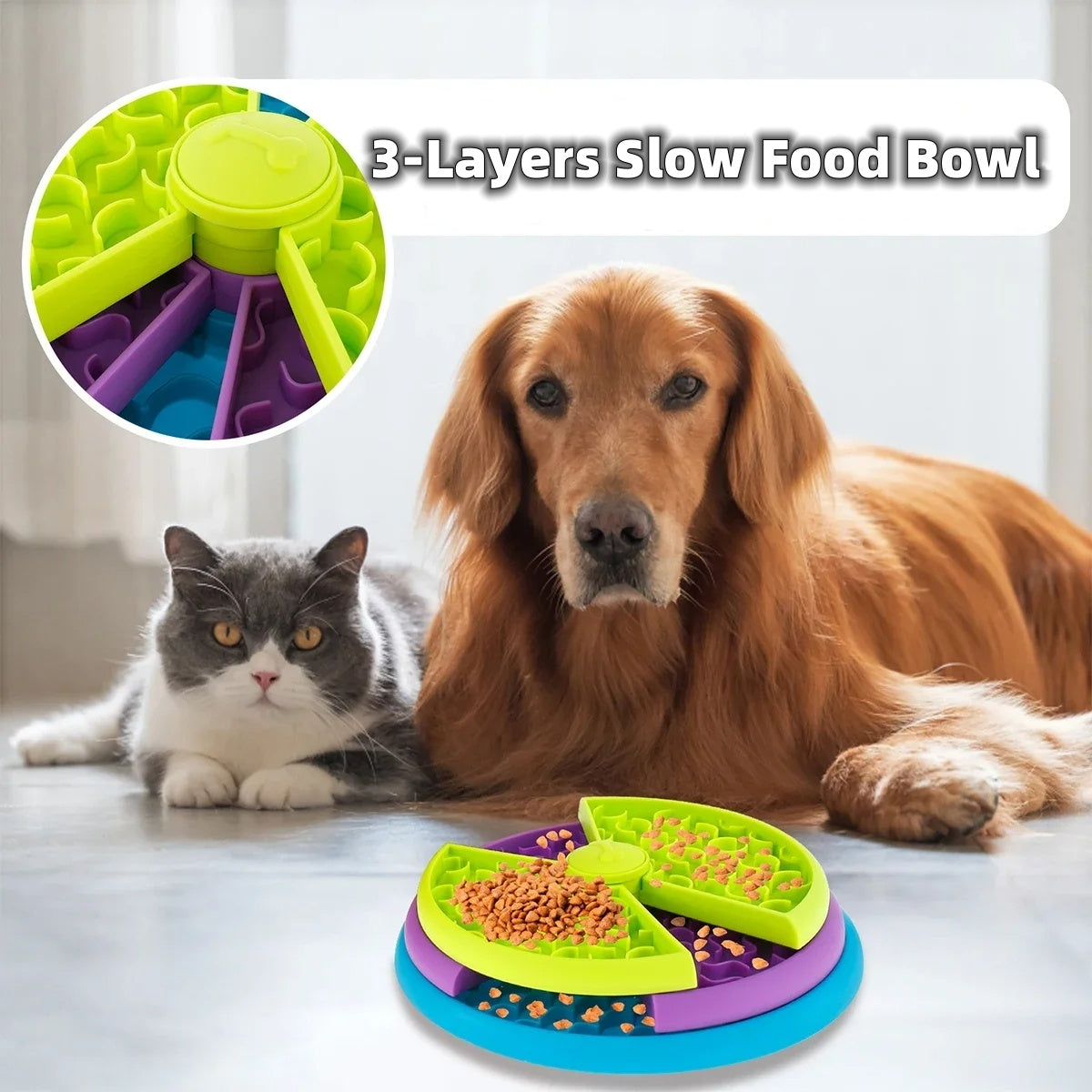 Healthy Pet Feeder Bowl | Anti-Choking & Rotating Puzzle Game