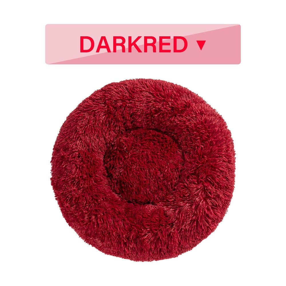 Warm Round Plush Pet Bed | Soft & Washable Fluffy Comfort