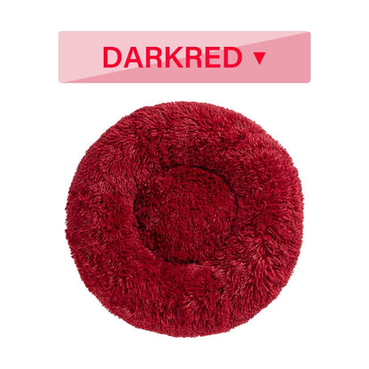 Warm Round Plush Pet Bed | Soft & Washable Fluffy Comfort
