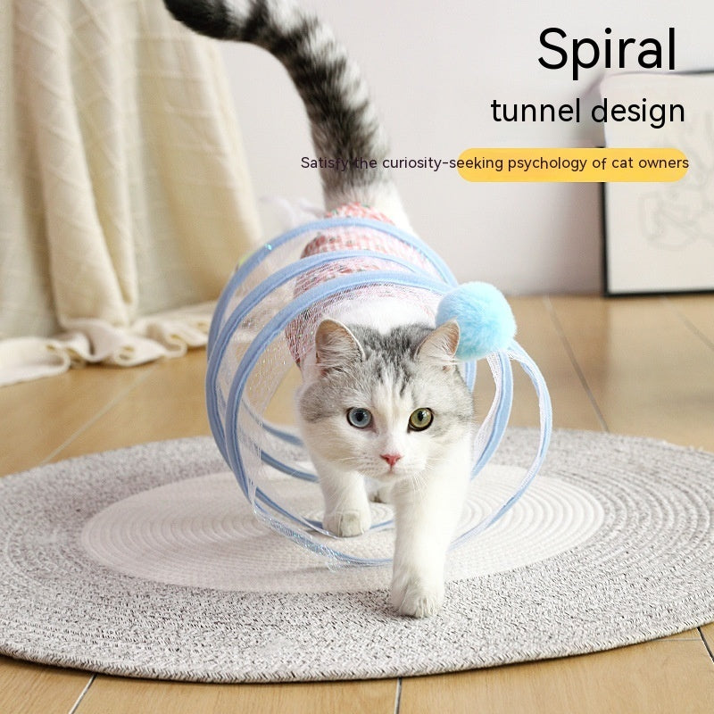 Interactive Cat Tunnel with Mouse Toy - Foldable Design