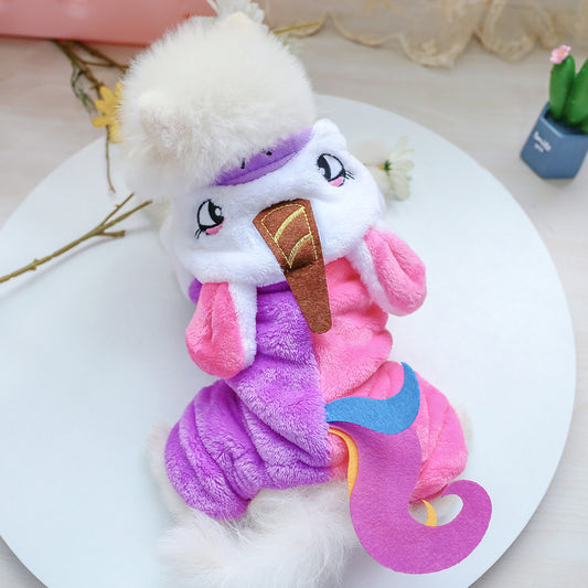 Flower Unicorn Fleece-Lined Pet Costume for Dogs & Cats