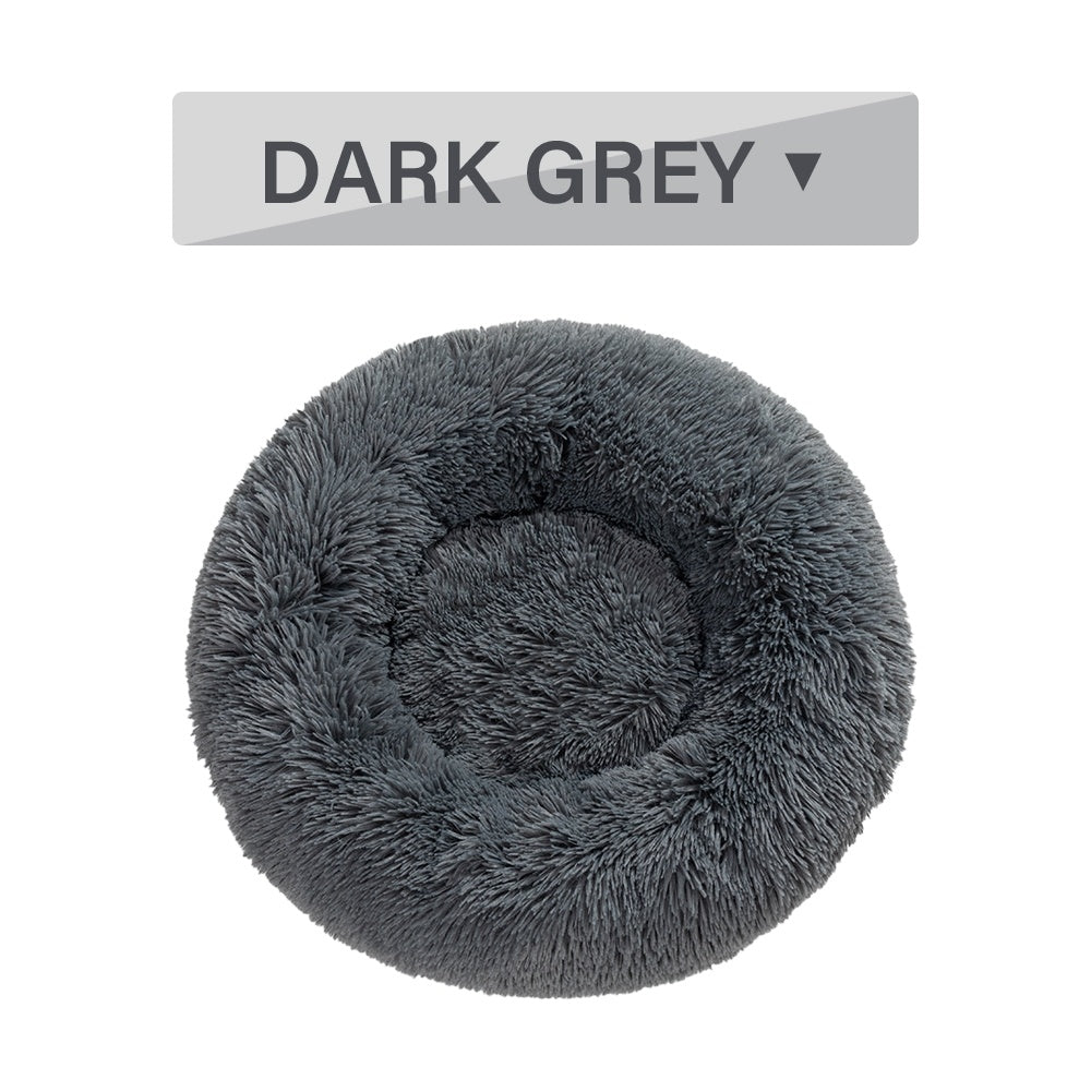 Warm Round Plush Pet Bed | Soft & Washable Fluffy Comfort