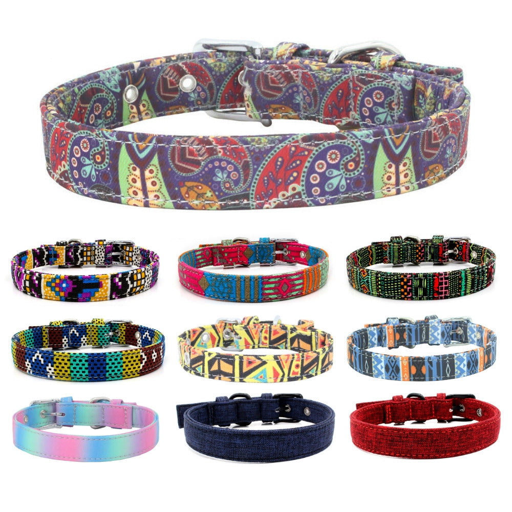 Pet Collar Double Layer Colorful Fabric
