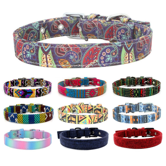 Pet Collar Double Layer Colorful Fabric