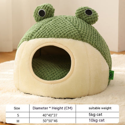 Frog Design Pet Nest | Soft Plush Bed for Small Cats & Dogs