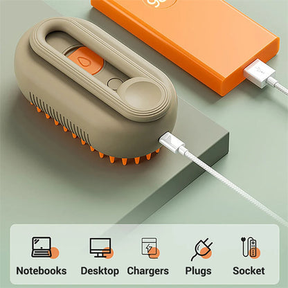 3-in-1 Cat & Dog Hair Removal Electric Grooming Steam Brush