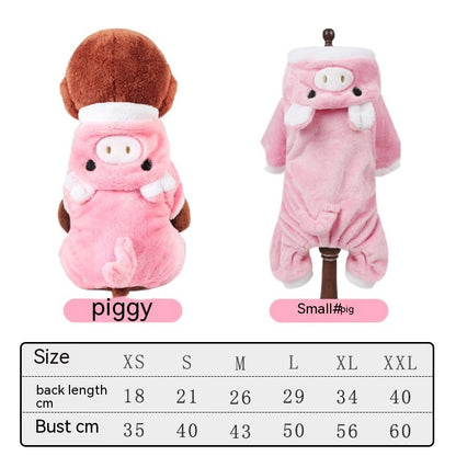 Lovely pig-shaped 4-legged pet clothes