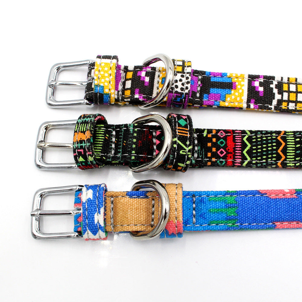 Pet Collar Double Layer Colorful Fabric