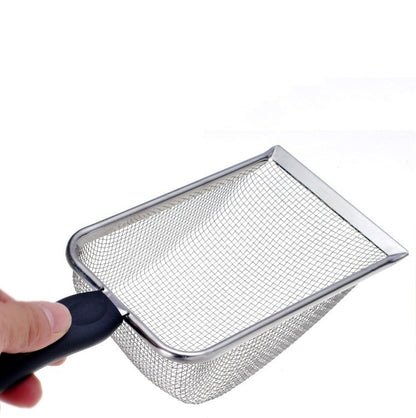 Stainless steel slotted shovel for cleaning cat poop