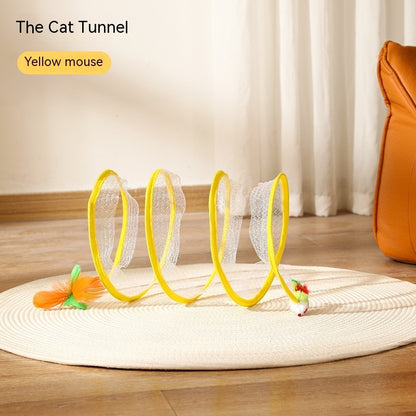 Interactive Cat Tunnel with Mouse Toy - Foldable Design