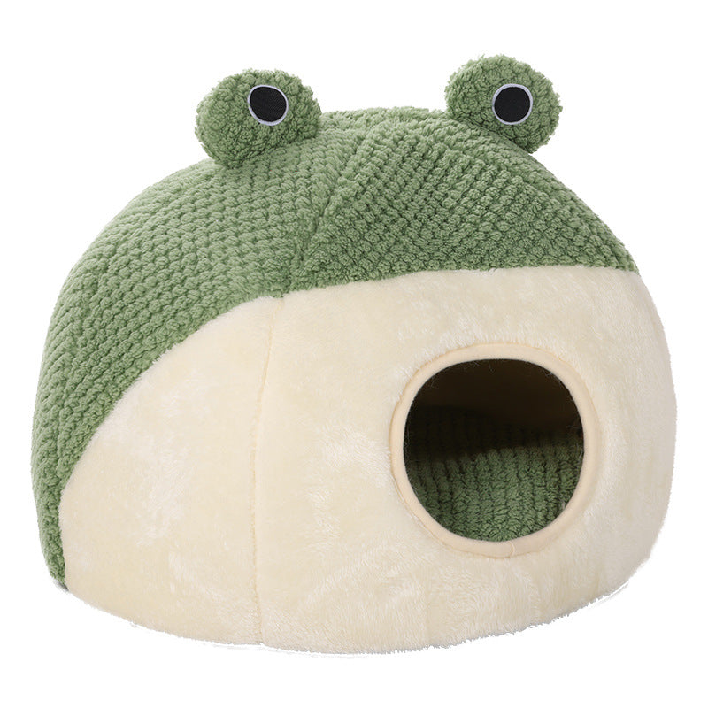 Frog Design Pet Nest | Soft Plush Bed for Small Cats & Dogs