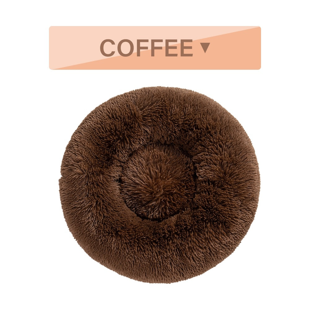 Warm Round Plush Pet Bed | Soft & Washable Fluffy Comfort