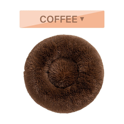 Warm Round Plush Pet Bed | Soft & Washable Fluffy Comfort
