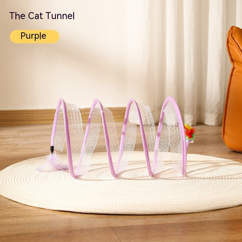Interactive Cat Tunnel with Mouse Toy - Foldable Design