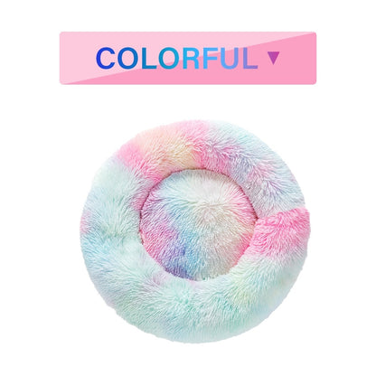 Warm Round Plush Pet Bed | Soft & Washable Fluffy Comfort