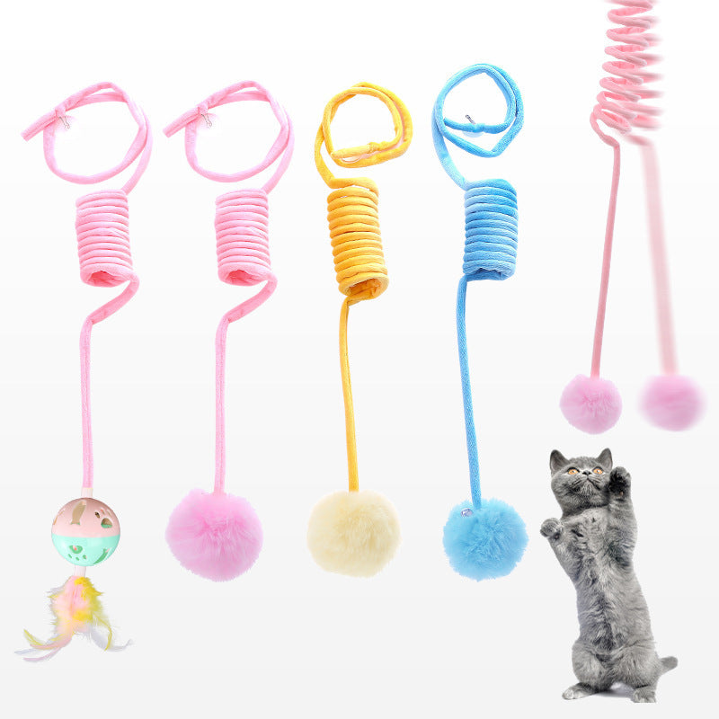 Interactive Cat Toy: Suction Cup Spring with Rabbit Hair Ball