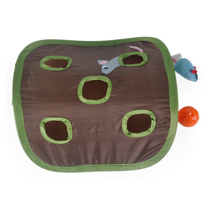 Interactive 9-Hole Cat Tunnel Toy | Foldable Mouse Hunt Game