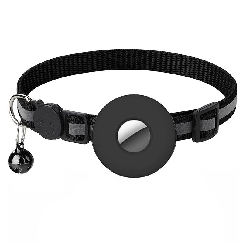 Adjustable Reflective Pet Collar with Airtag and Bell - Anti-Lost